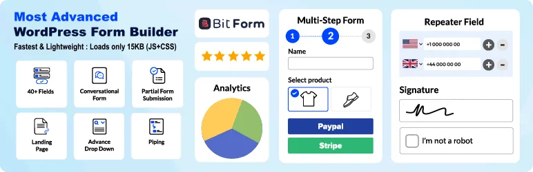 Bit Form Pro汉化中文版|高级自定义拖放式表单WordPress插件-极客小站