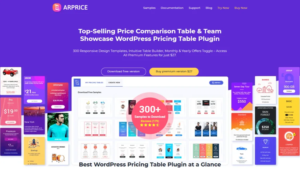 ARPrice Premium 完美汉化中文版|漂亮价格表定价表自定义设计WordPress插件-极客小站