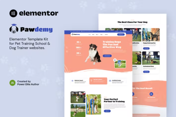 Pawdemy – 宠物培训学院 Elementor 模板套件-极客小站