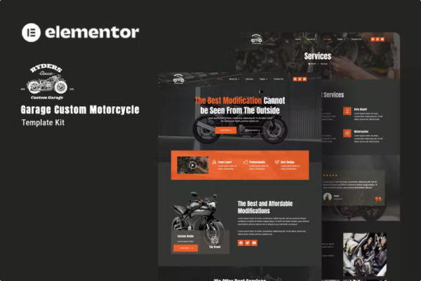 Ryders – 车库定制摩托车 Elementor 模板套件-极客小站