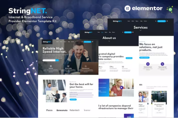 StringNET – 互联网和宽带服务提供商 Elementor 模板工具包-极客小站