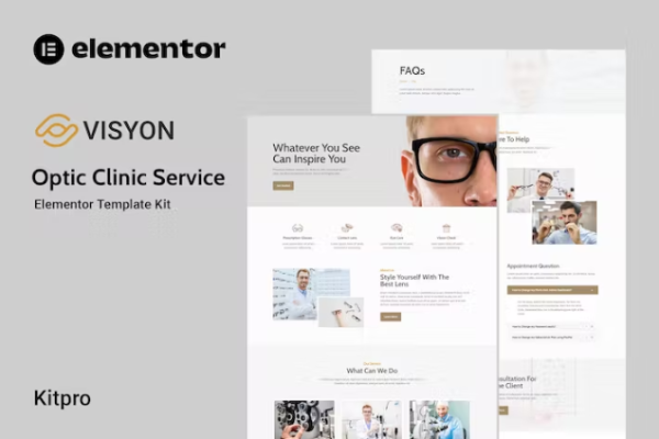 Visyon – 光学诊所服务元素模板套件-极客小站