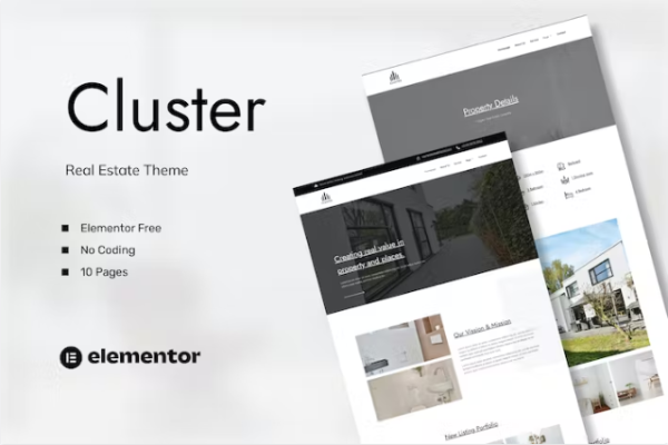 cluster – 房地产 Elementor 模板工具包-极客小站