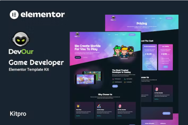 Devour – 游戏开发者 Elementor 模板工具包-极客小站
