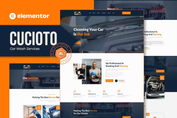 Cucioto – 洗车服务 Elementor 模板套件-极客小站