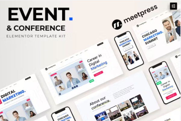 Meetpress – 活动和会议 Elementor 模板套件-极客小站