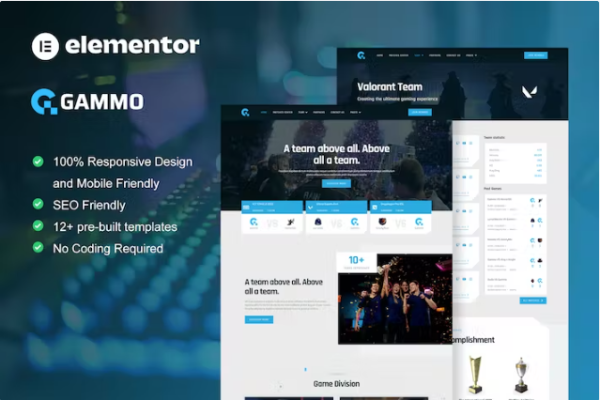 Gammo – 电子竞技团队和游戏 Elementor Pro 模板套件-极客小站