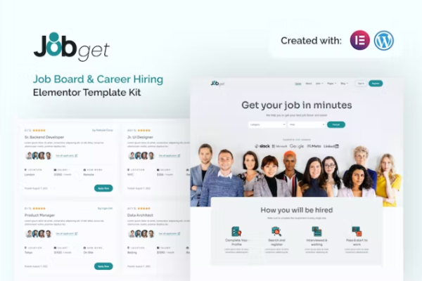Jobget 工作委员会和职业招聘 Elementor 模板套件-极客小站