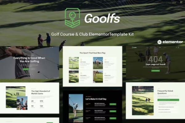 Goolfs – 高尔夫球场和俱乐部 Elementor 模板套件-极客小站