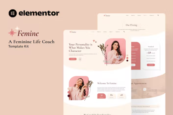 Femine – 女性生活教练 Elementor 模板套件-极客小站