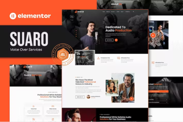 Suaro – 录音、音频服务、配音工作室 Elementor 模板工具包-极客小站