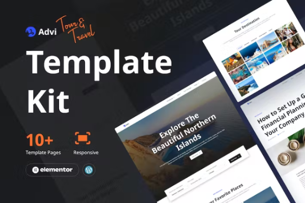 Advi – 创意旅游和旅行 Elementor Pro 模板套件-极客小站