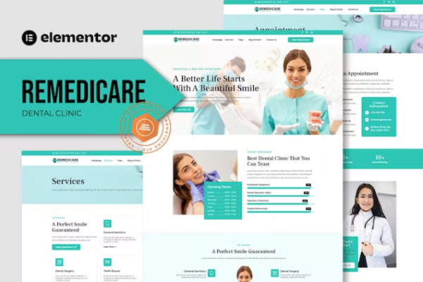 Remedicare – 牙医和牙科诊所模板套件-极客小站