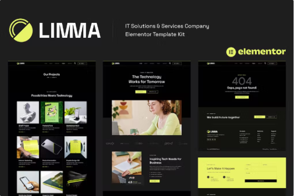 Limma – IT 解决方案和服务公司 Elementor 模板工具包-极客小站