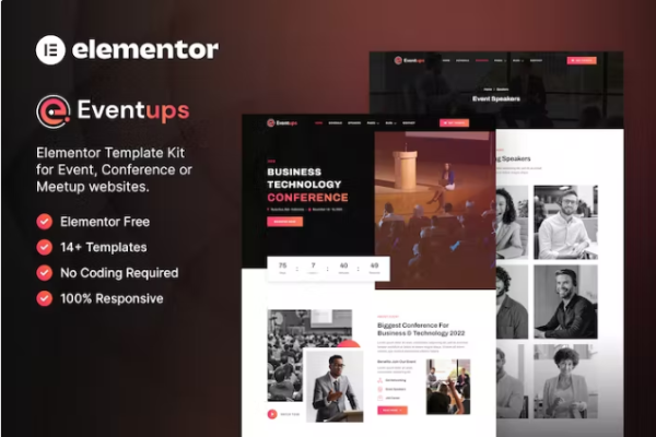Eventups – 活动和会议 Elementor 模板套件-极客小站