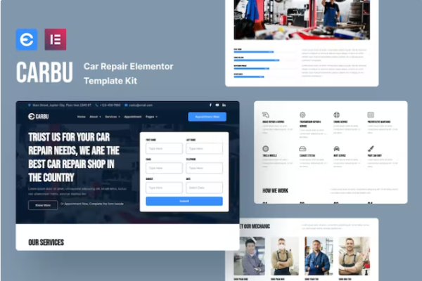 Carbu – 汽车维修 Elementor 模板套件-极客小站