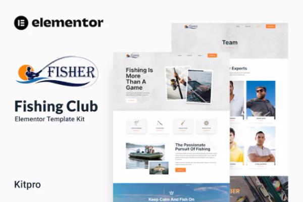 Fisher – 钓鱼俱乐部 Elementor 模板套件-极客小站