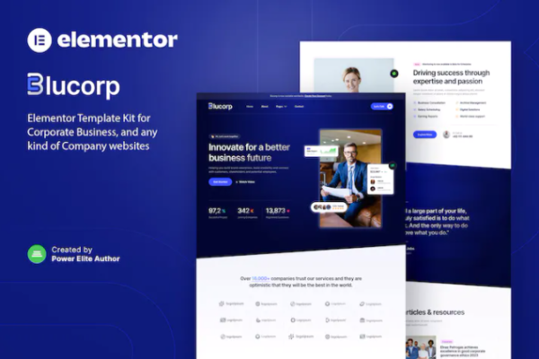 Blucorp – 企业业务元素Elementor 模板套件-极客小站