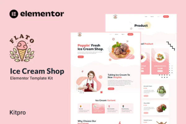 Flato – 冰淇淋店 Elementor 模板套件-极客小站