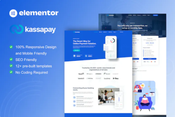 KassaPay – 在线支付网关 Elementor 模板套件-极客小站