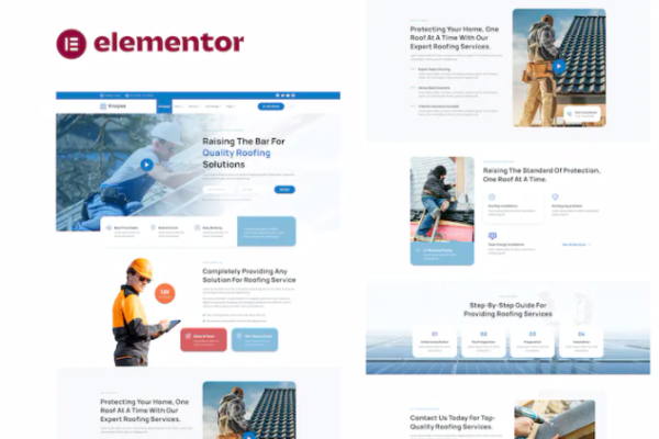 Knopee – 屋顶和雨棚服务 Elementor 模板套件-极客小站