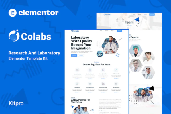 Colabs – 研究与实验室 Elementor 模板套件-极客小站
