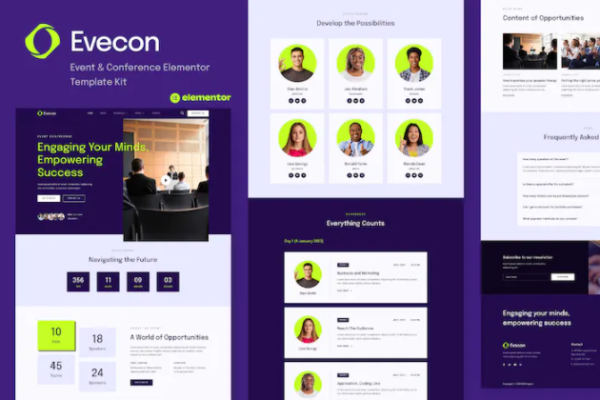 Evecon-活动和会议元素模板套件-极客小站