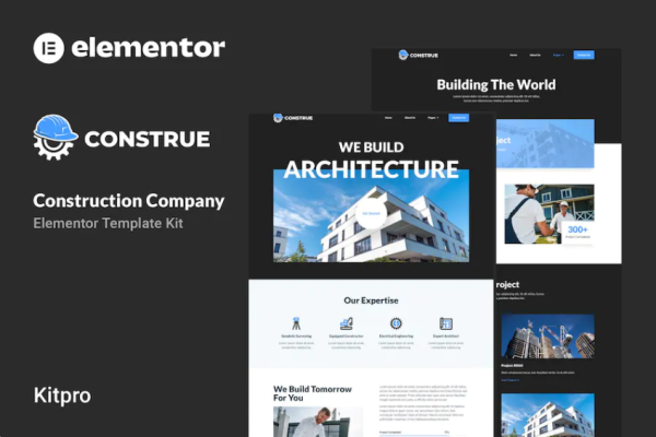 Construe-建筑公司元素Elementor模板套件-极客小站