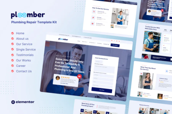 Ploomber – 管道维修 Elementor 模板套件-极客小站