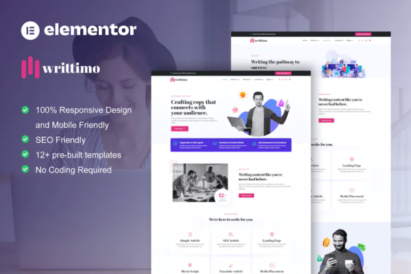 Writtimo – 内容写作服务机构 Elementor 套件-极客小站