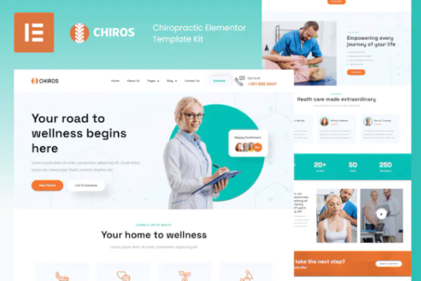 Chiros – 脊椎按摩疗法 Elementor 模板套件-极客小站
