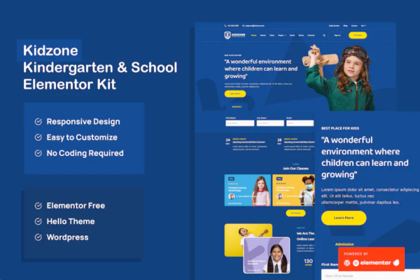Kidzone – 幼儿园和学校元素模板套件-极客小站