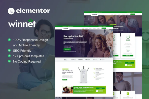 WinNet – 宽带和互联网服务提供商 Elementor 模板套件-极客小站