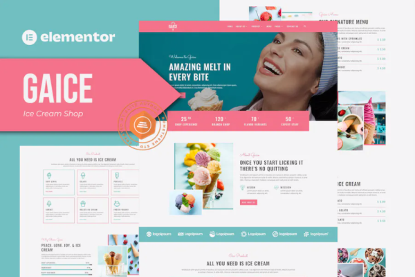 Gaice – 冰淇淋店 Elementor 模板套件-极客小站