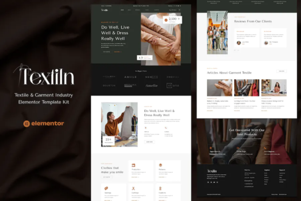 Textiln – 纺织和服装行业 Elementor 模板套件-极客小站