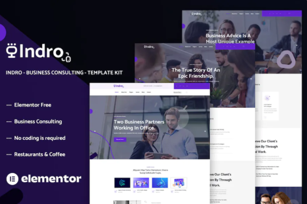 Indro – 业务咨询 Elementor 模板套件-极客小站