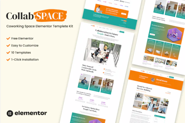 Collabspace – Coworking Space Elementor 模板套件-极客小站