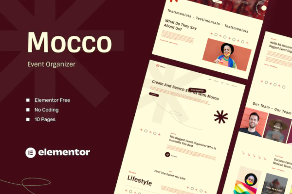 Moocoo – 活动组织者 Elementor 模板套件-极客小站