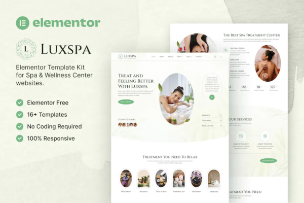 Luxspa – Spa & Wellness Center Elementor 模板套件-极客小站