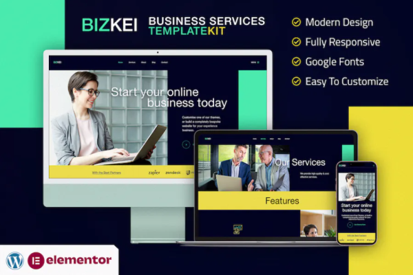 bizkei | 商业和服务元素模板套件-极客小站