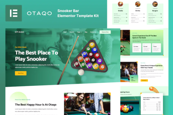 Otaqo – 斯诺克和台球酒吧元素模板套件-极客小站
