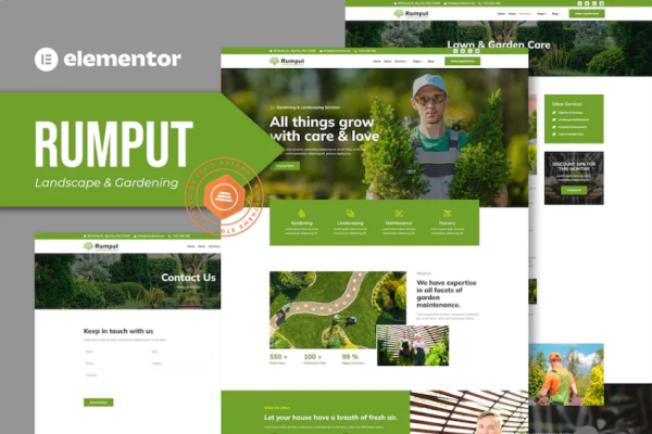 Rumput – 景观和园艺服务 Elementor 模板套件-极客小站