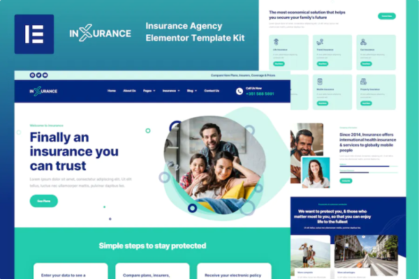 Inxurance – Insurance Agency Elementor 模板套件-极客小站