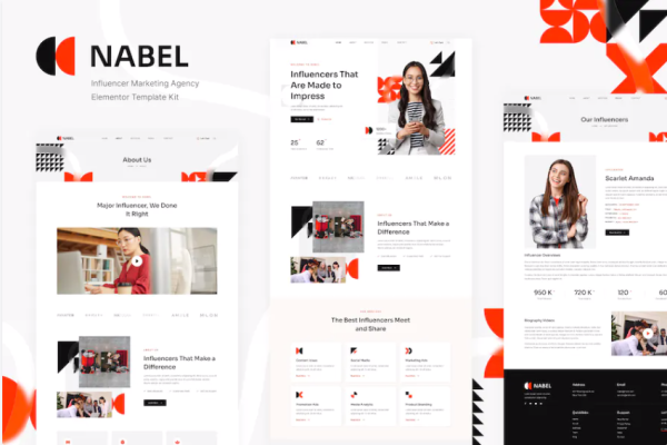 Nabel – 有影响力的营销机构 Elementor 模板套件-极客小站