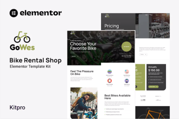Gowes – 自行车租赁店 Elementor 模板套件-极客小站