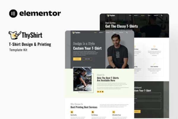 Thyshirt – T 恤设计和印刷 Elementor 模板套件-极客小站