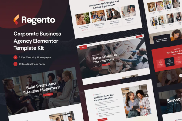 Regento – 商业机构 Elementor 模板套件-极客小站