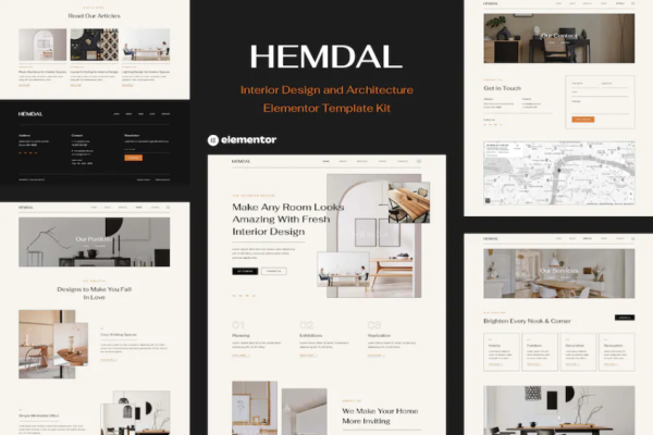 Hemdal – 室内设计和建筑元素模板套件-极客小站