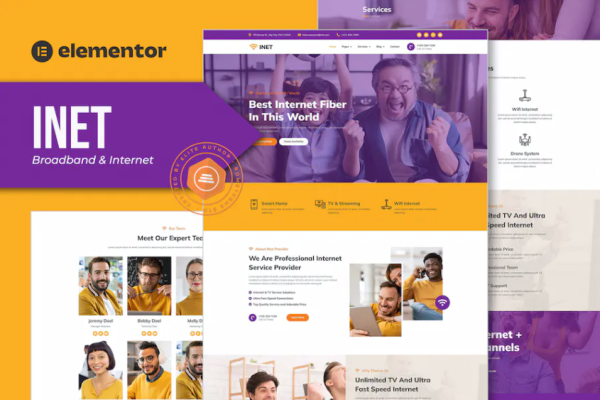Inet – 宽带和互联网服务提供商 Elementor Pro 模板套件-极客小站