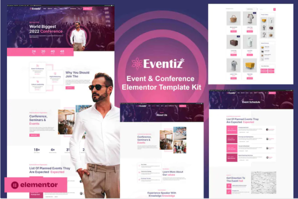 Eventiz – 活动和会议 Elementor Pro 模板套件-极客小站